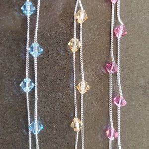 3 Anklet Set. Double Strand. 3 Colors